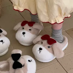 Pantuflas de perro dibujos animados – Felpa algodón para invierno