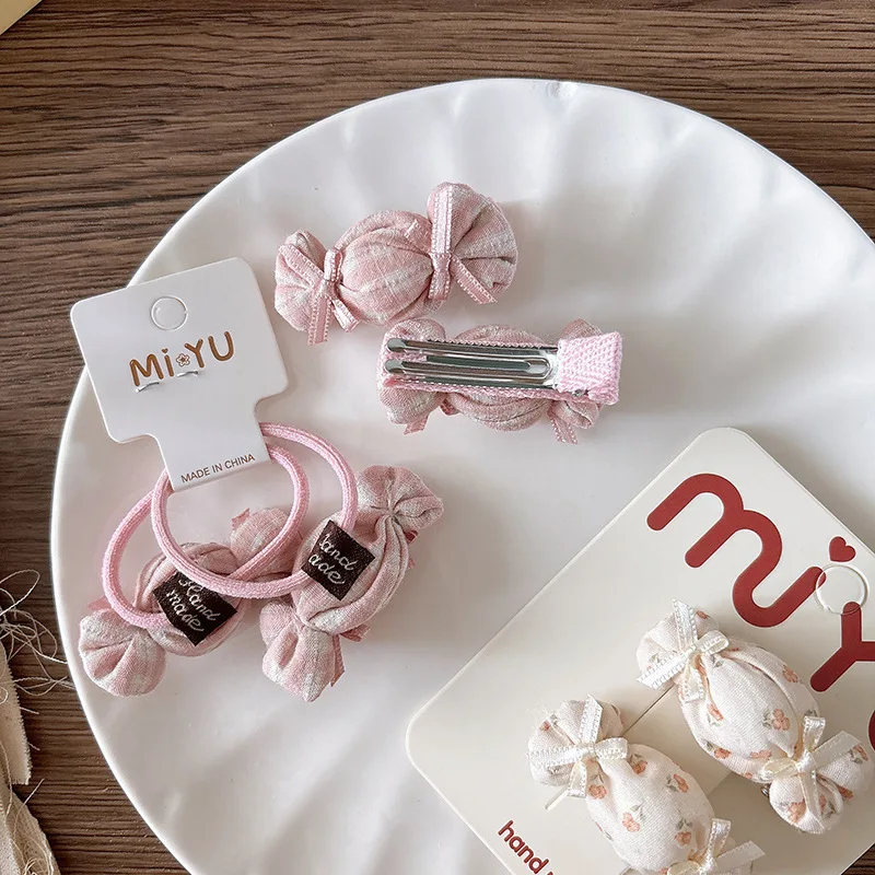 2 unids/set de horquillas de caramelo para niños, pinzas para el cabello a cuadros de tela para niñas, pasadores bonitos, flequillo, Clip LATERAL, horquilla, accesorios para el cabello - imagen 5