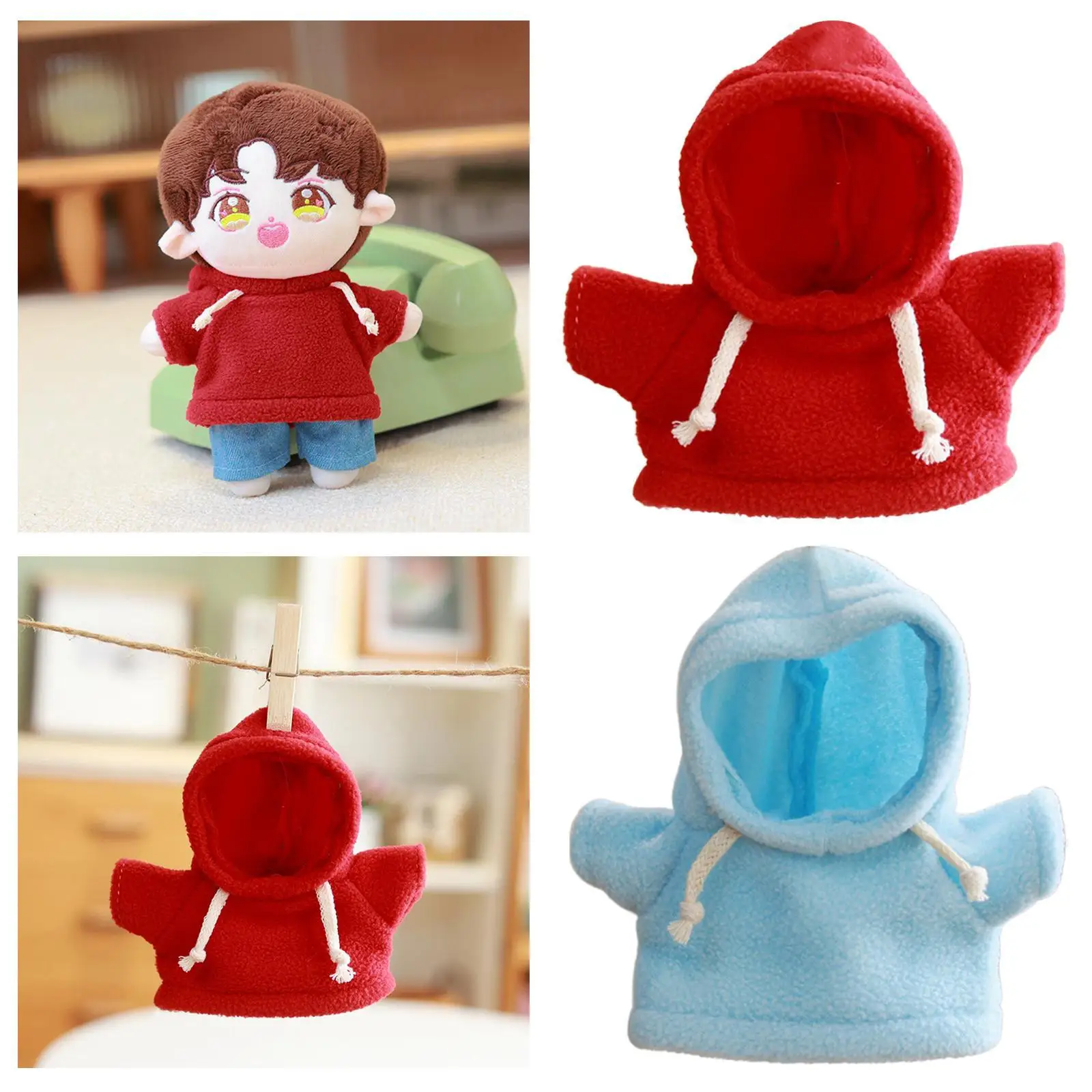 20cm Plush Doll Clothes for Little Girls Cartoon Gifts Stuffed Doll Hoodies