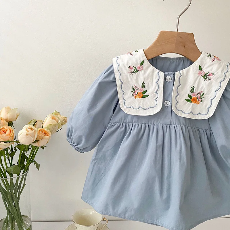 Milangel-ropa de bebé con cuello Peter Pan para niñas pequeñas, body bordado de una pieza, otoño - imagen 4
