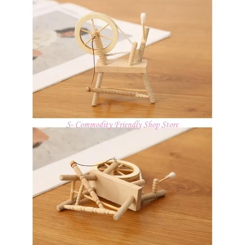 85ae retro 1/12 casas muñecas Spinnings Modelo ruedas Muebles con detalles realistas - imagen 4