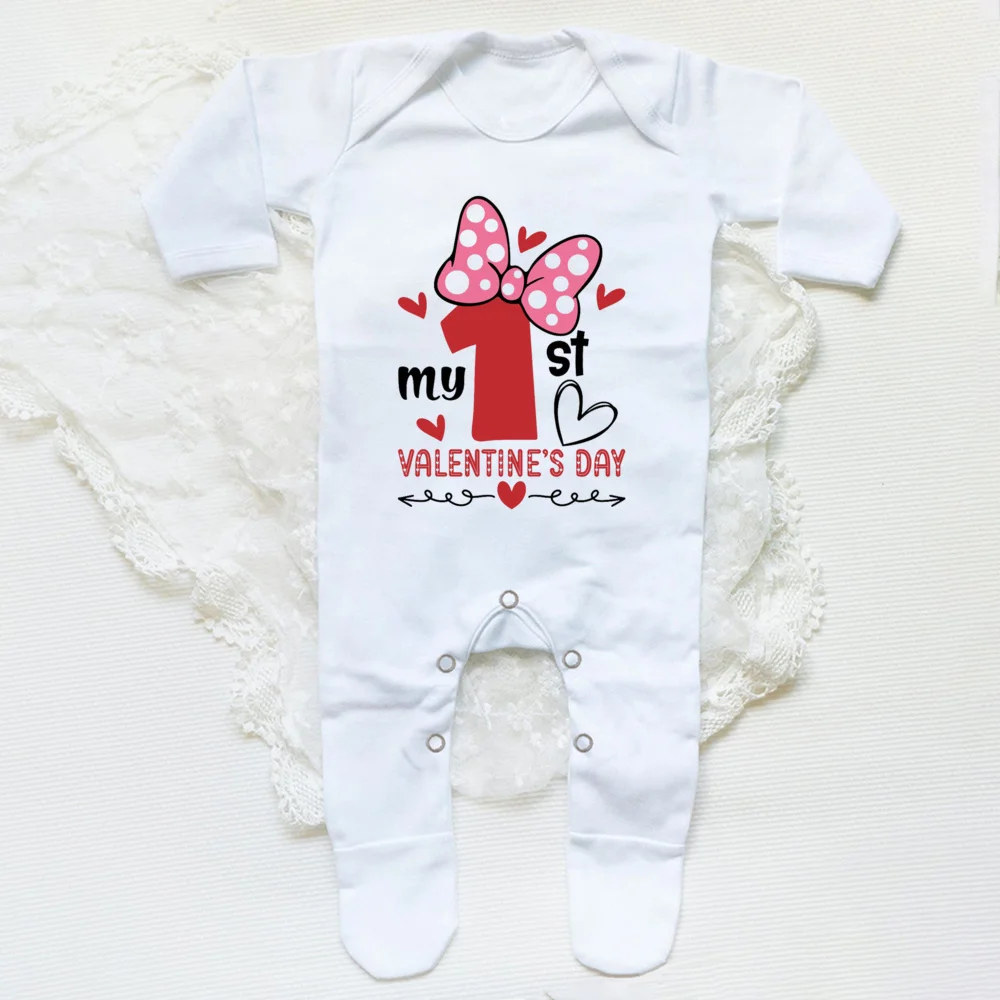 Body con estampado del mi primer Día de San Valentín para bebé, traje de dormir para el Día de San Valentín, pelele corto para recién nacido, mono de vacaciones para bebé - imagen 4