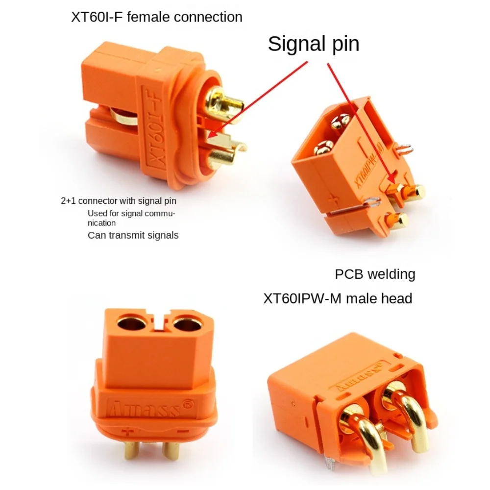 2 uds Amass XT60I serie enchufe señal de alta corriente 2 + 1 XT60IE-M XT60IPW-M latón chapado en oro fácil de instalar enchufe de Cable - imagen 3