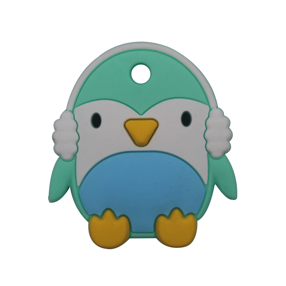 Mordedores de silicona para bebé, juguete de dentición, Clips de chupete DIY, accesorios, pingüino de dibujos animados, producto para niños, productos de silicona de grado alimenticio, 1 unidad