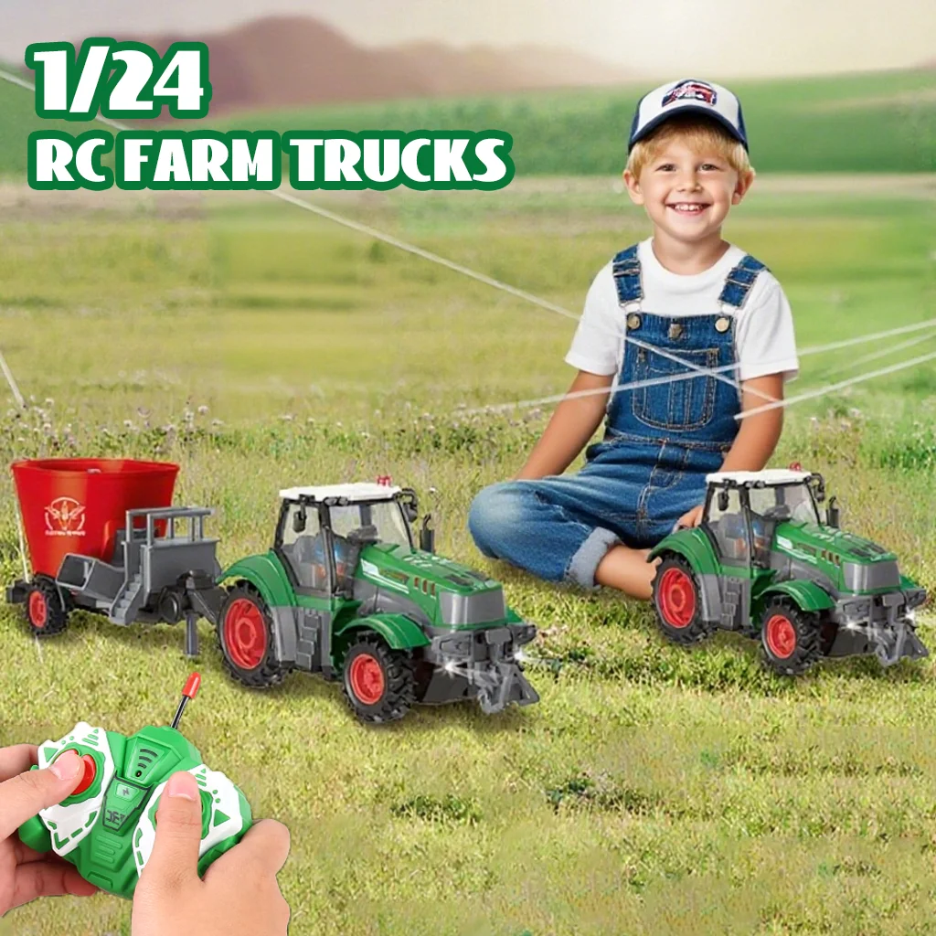 Tractor agrícola de control remoto RC 1/24 para niños