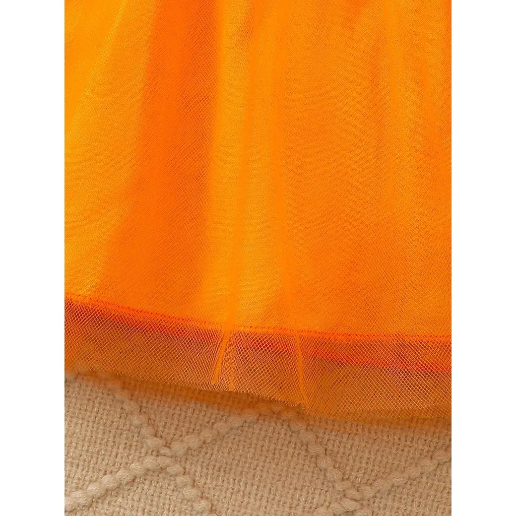 Vestido de Halloween niña malla calabaza gatito manga larga infante - imagen 5