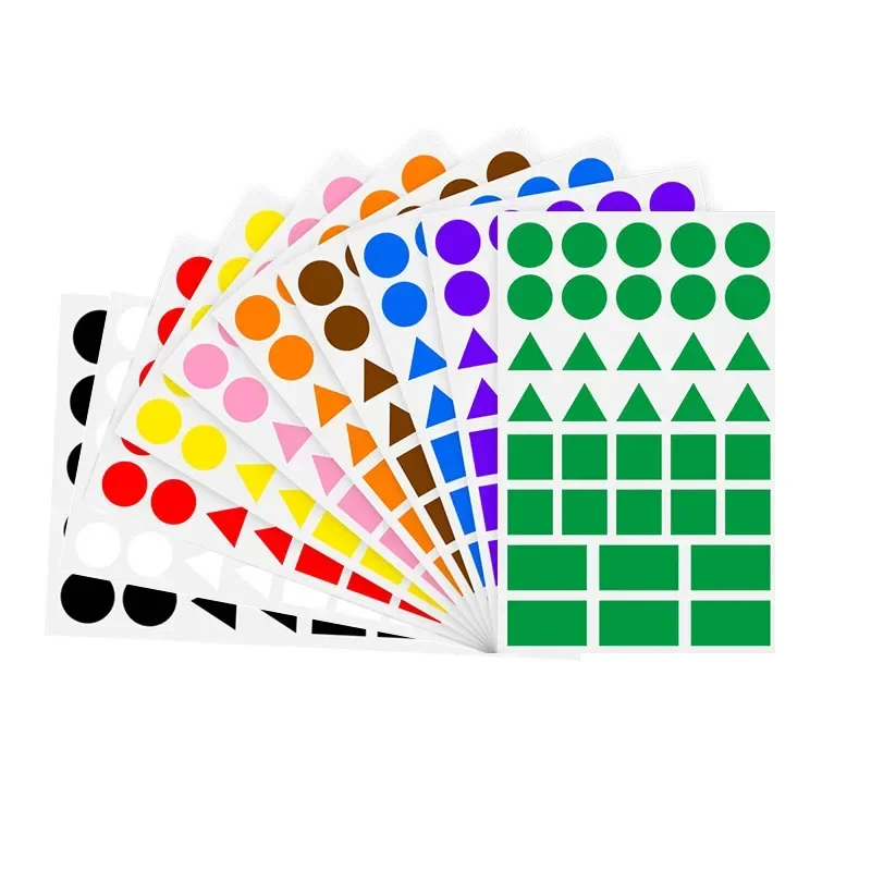 Pegatinas de puntos rectangulares de triángulos de colores para niños, rompecabezas de estudiantes, pegatinas geométricas, etiquetas para álbum de recortes, pegatinas bonitas - imagen 4