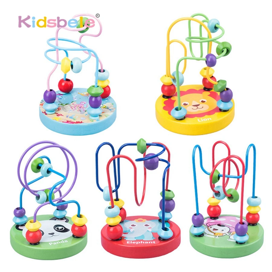 Laberinto de cuentas de madera Montessori: juguete educativo de montaña rusa con alambre para niños pequeños, habilidades motoras finas