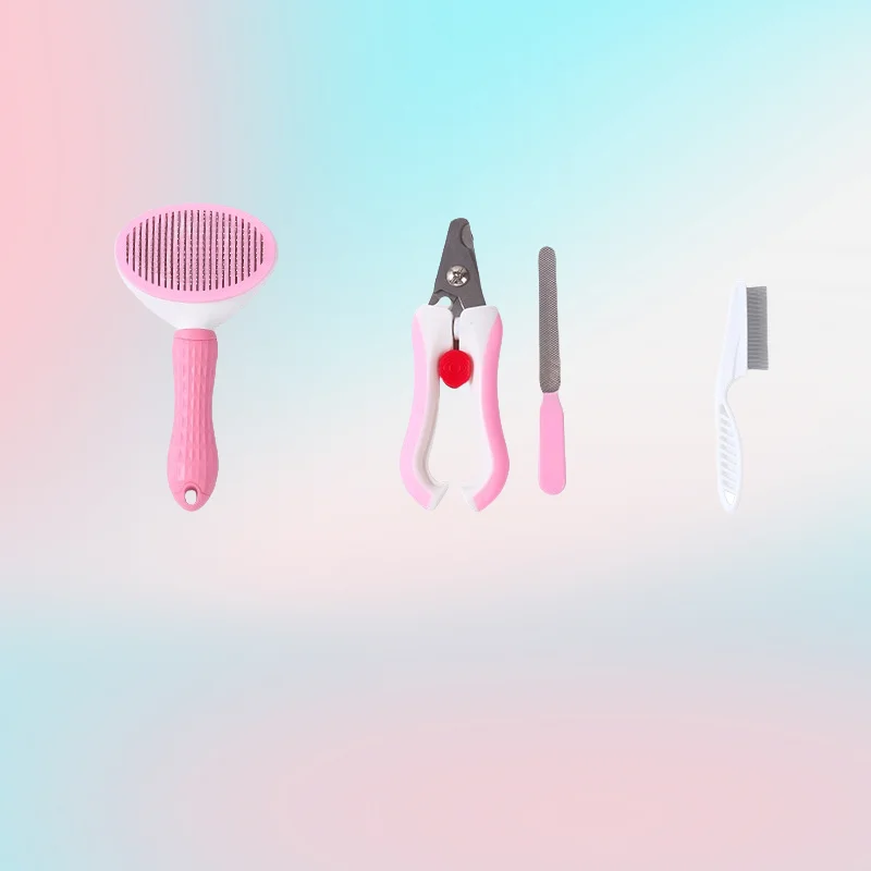 Kit de higiene para gatos: cortaúñas y guantes en rosa, azul o gris - imagen 2