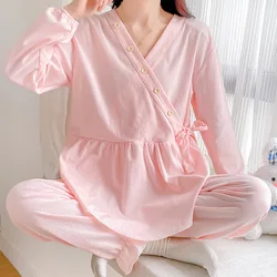 Pijama de maternidad para lactate – Algodón suave con cuello en V