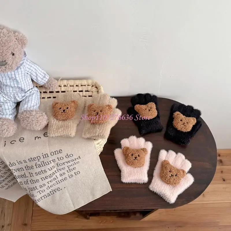 Manoplas de invierno para niños con diseño oso – Suaves y cálidas