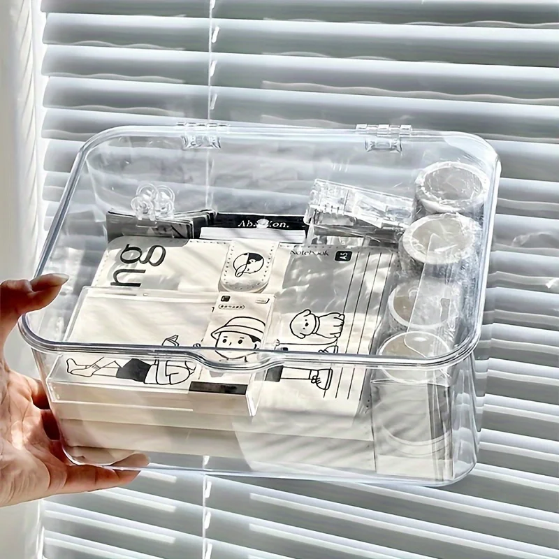 Caja de almacenamiento de acrílico transparente con diseño de concha: organizador multiusos para el hogar, la oficina, el baño y los elementos esenciales - imagen 3