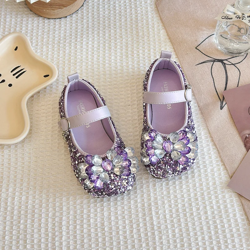 Zapatos de niña antideslizantes de piel suave con lentejuelas - imagen 4