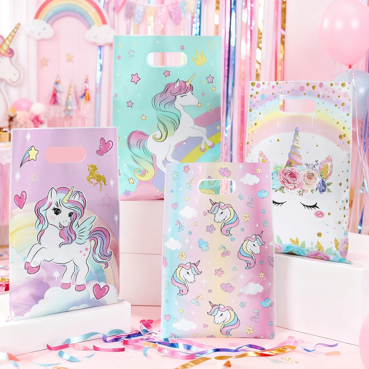 10/25/50 Uds. Bolsas de regalo de dulces con tema de unicornio decoración de fiesta de cumpleaños de unicornio niños Baby Shower bolsa de regalo de boda suministros para fiestas - imagen 4