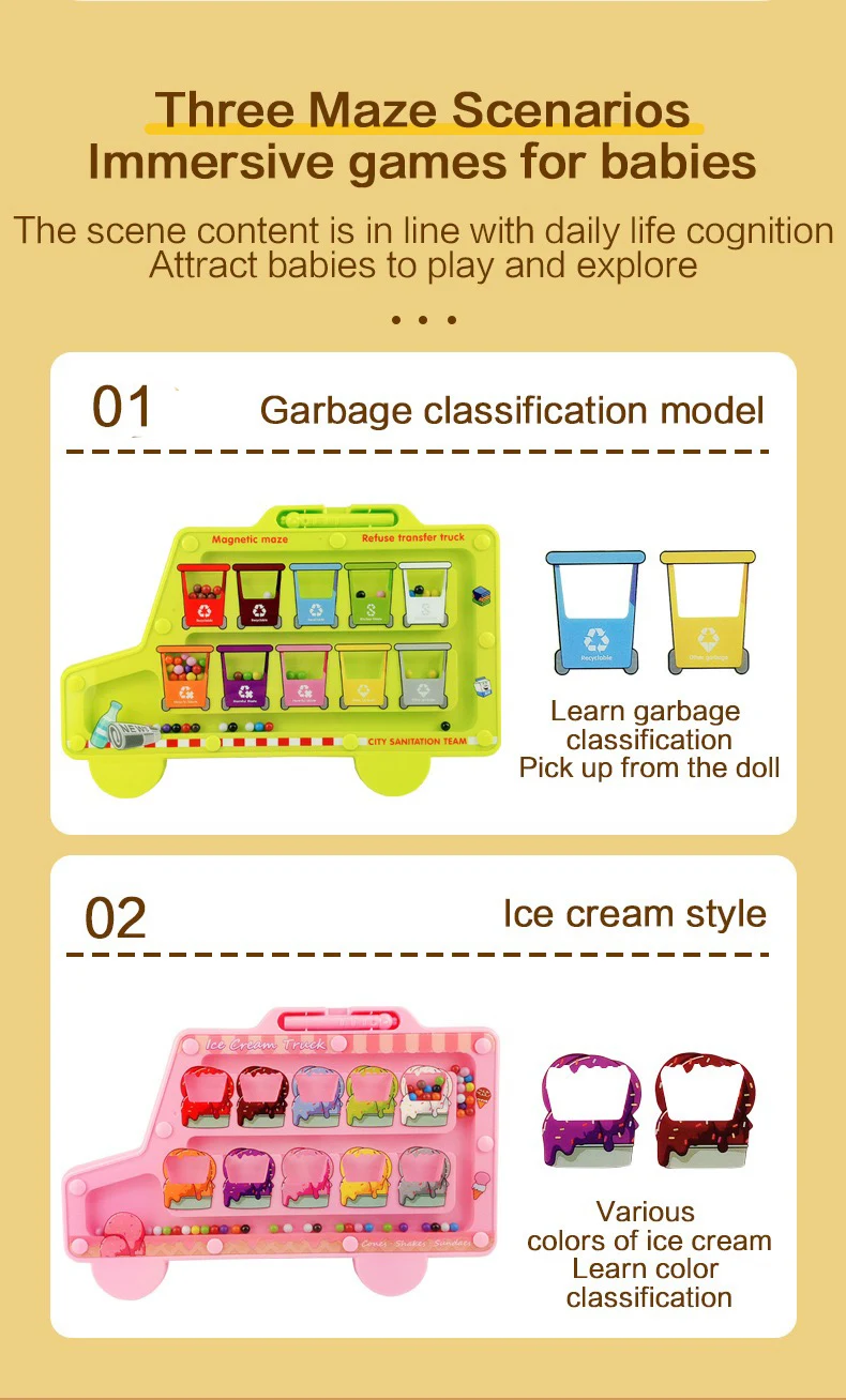 Conjunto de piezas magnéticas y cuentas de colores para niños
