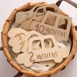 Tarjetas milestone mensuales de madera para bebé – Fotografía primer año