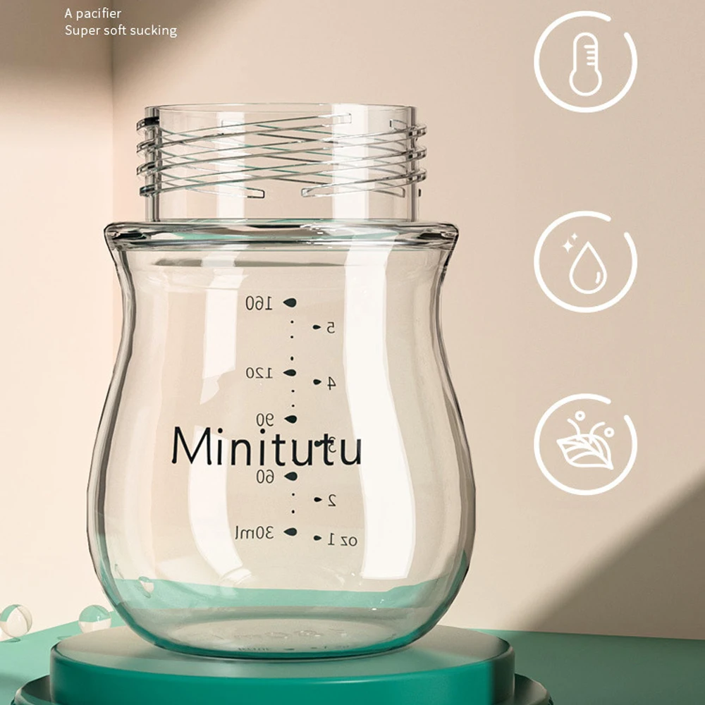 Botella de vidrio para recién nacido de 160ML, calibre ancho, sin BPA, escala transparente, vidrio de alto borosilicato, resistencia a altas temperaturas, regalo - imagen 4