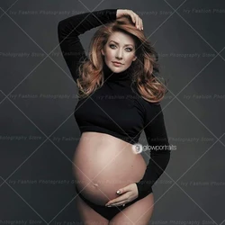 Conjunto premamá negro – Top cuello alto y vestido elástico