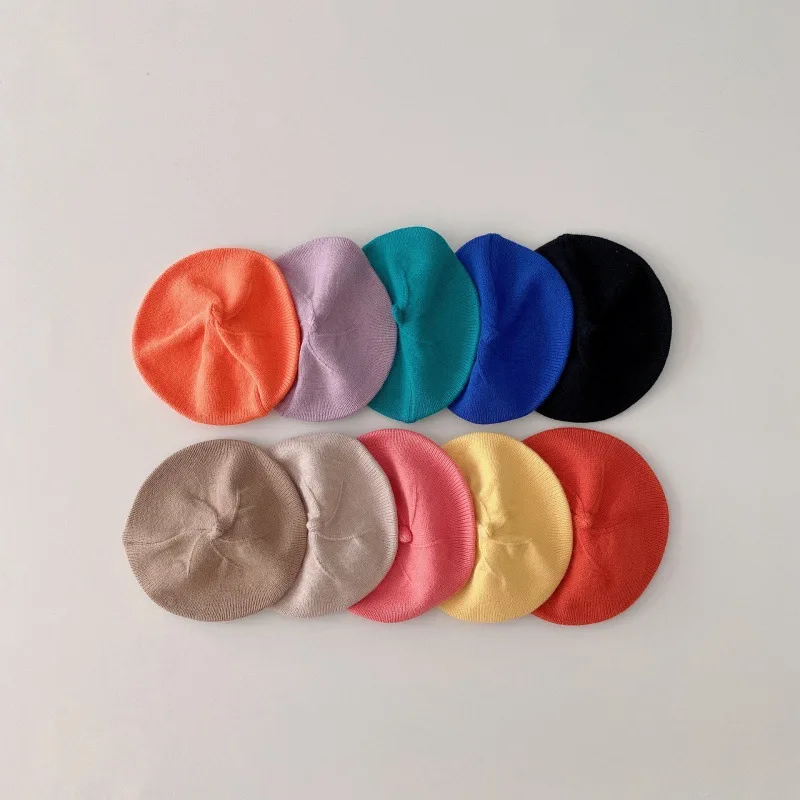Boina tejida a la moda para bebé, sombreros multicolores para niños, accesorios de estilo para otoño e invierno, gorro de pintor Hipster para niñas y niños - imagen 3