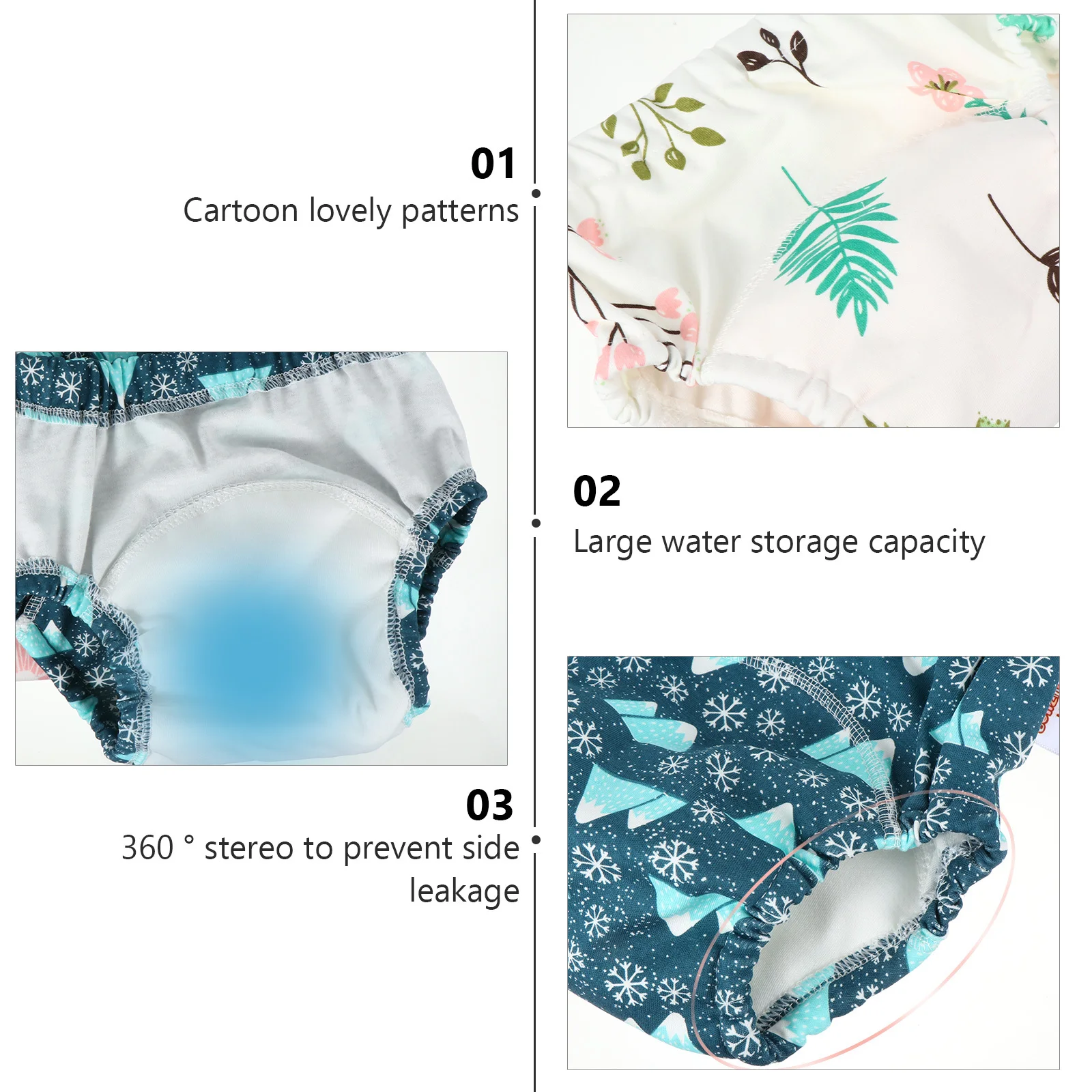 Pantalones de entrenamiento para bebé, impermeables, estampados, lavables, reutilizables, a prueba de fugas, ropa de cama para dormir, 2 uds. - imagen 5