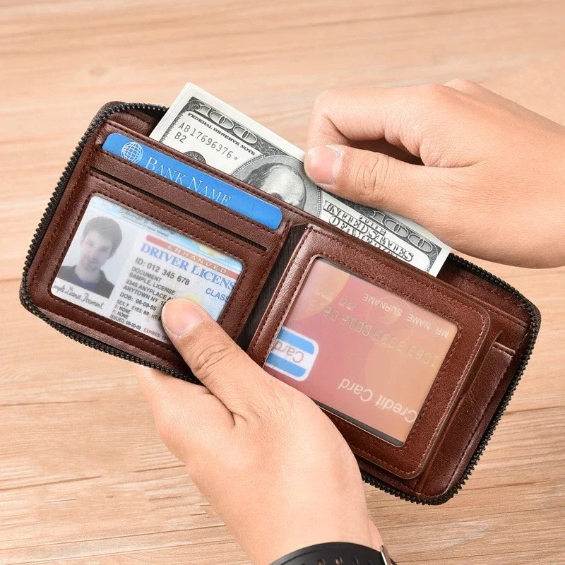 Cartera de cuero con RFID para hombre – Tarjetero y monedero de lujo - imagen 4
