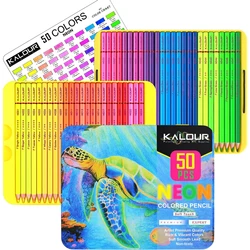 KALOUR 50 lápices de colores neón, dibujos profesionales, núcleo suave