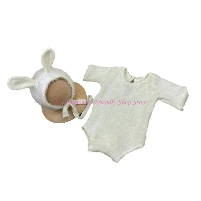 85AE fotografía infantil disfraz conejo mono sombrero conjunto accesorios estudio fotográfico traje foto bebé regalo - imagen 4