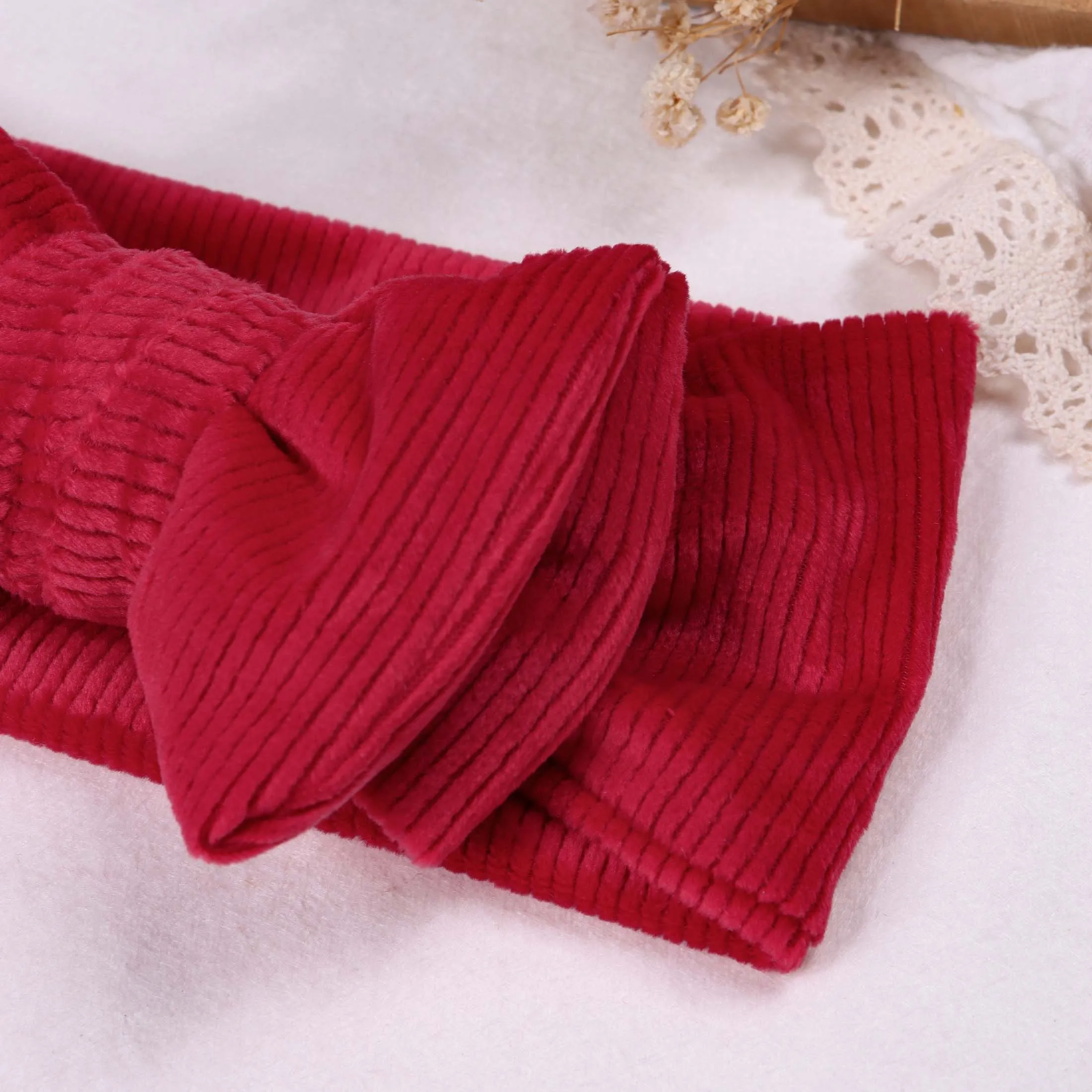 Gorro y diadema de pana para bebé niña – Complementos invierno - imagen 2