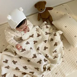 Toalla de baño bebé de muselina transpirable con estampado de oso