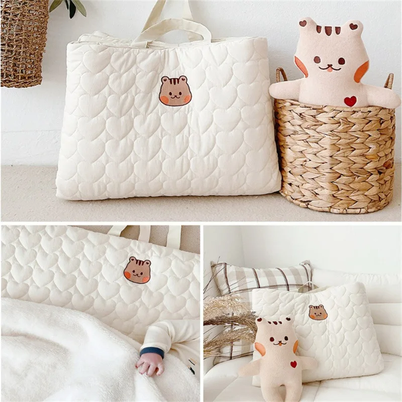 Colchón coreano para cuna de bebé recién nacido, cama 100% de algodón con bordado de percal, almohadilla plegable transpirable para guardería, siesta infantil - imagen 3