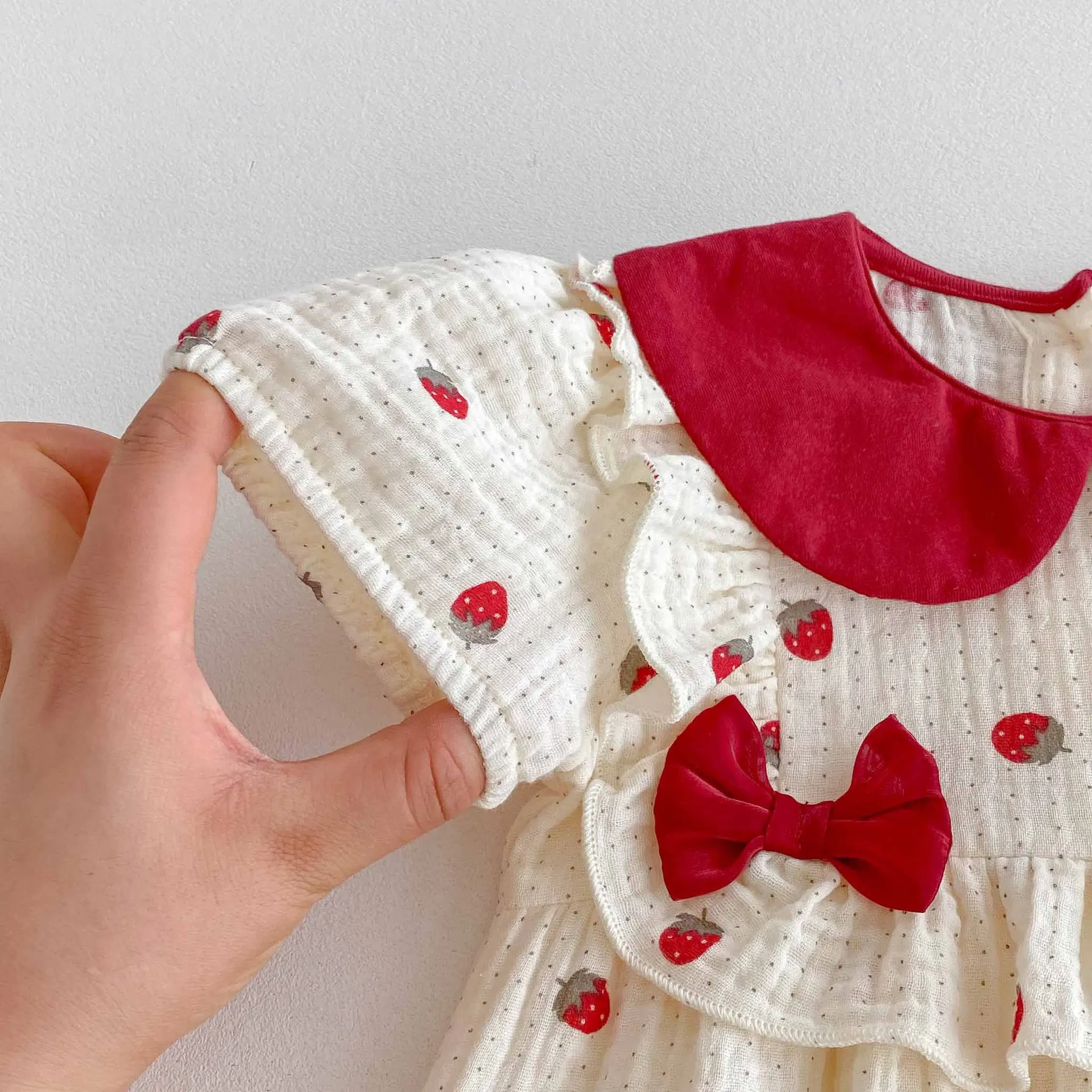 Ropa de verano para niñas, mono infantil de 100 días y traje de una pieza con cuello Peter Pan para niñas - imagen 5