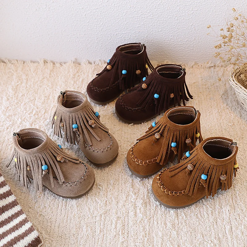 Botas altas de otoño para niña princesita con borlas – Estilo coreano - imagen 4