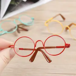 Gafas de moda para muñecas, lentes pequeñas de 12/18 pulgadas, coloridas en miniatura, montura de Metal, lentes transparentes de forma redonda