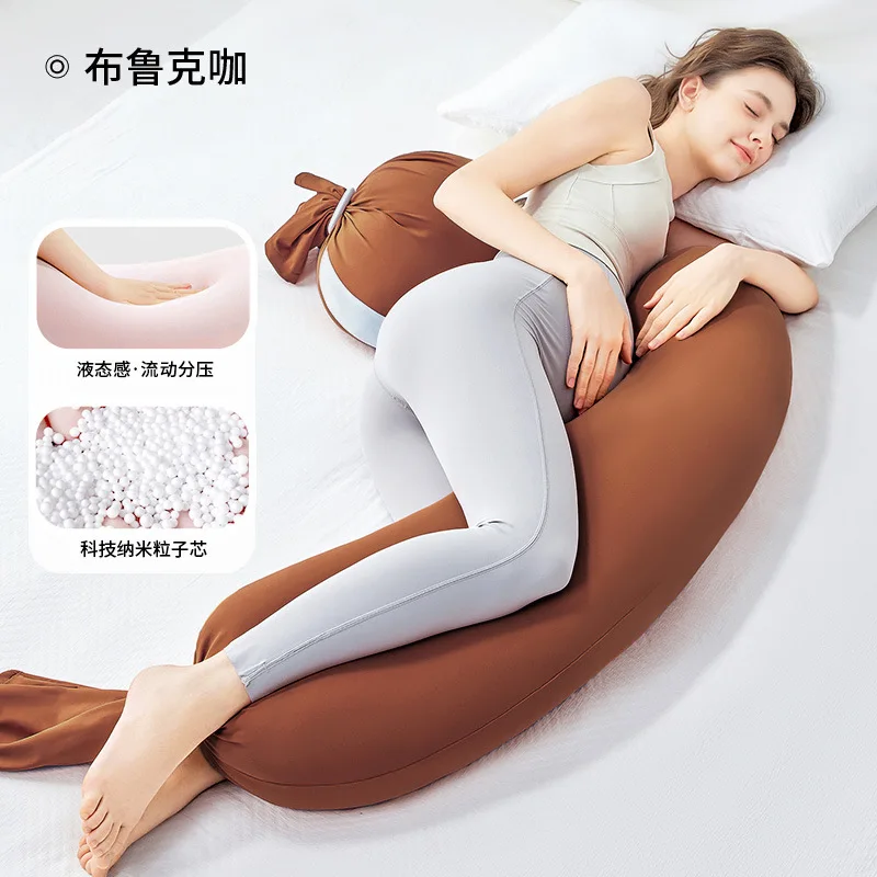 Almohada para mujeres embarazadas, protección de cintura, almohada para dormir lateral, soporte Abdominal, almohada de tira larga, diosa Granular en forma de U - imagen 5