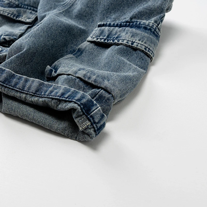 MILANCEL nuevo otoño niños general 1-6T Color sólido Bolsillo grande niñas Jeans versión coreana suelta niños Denim pantalones azules - imagen 5