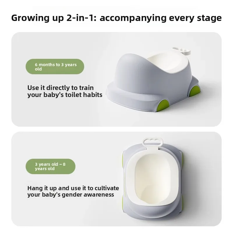 Inodoro de entrenamiento para orinal montado en la pared para niños, urinario de pie 2 en 1, a prueba de salpicaduras, fácil de limpiar, orinal que ahorra espacio - imagen 2