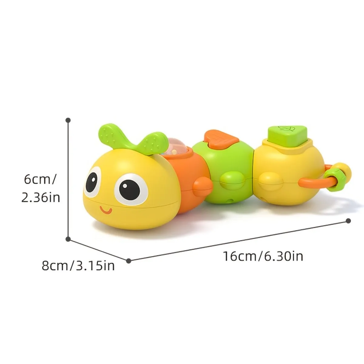 Sonajero de oruga de dibujos animados multifuncional para bebés, juguetes para más de 0 bebés, juguete educativo Montessori calmante, 1 Uds. - imagen 2