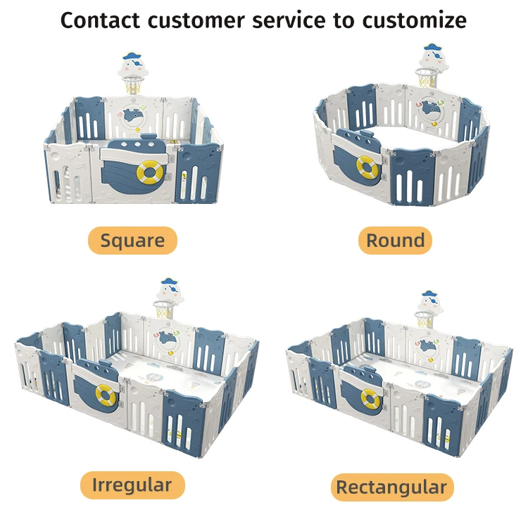 Parque infantil de plástico para exteriores para bebés, patio de juegos deslizante, puerta de seguridad grande, columpio para niños, valla plegable, parque interior para bebés - imagen 2