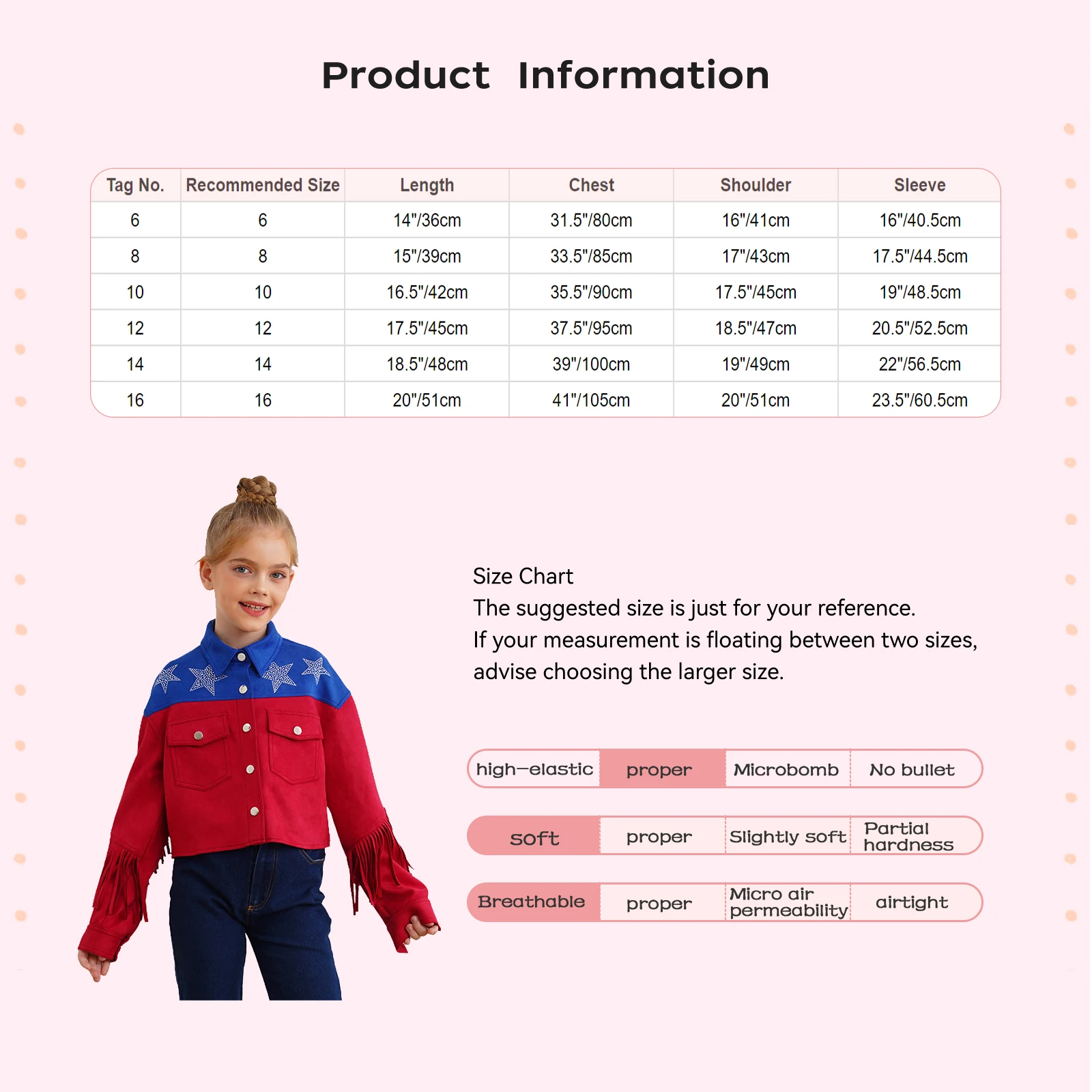 Chaqueta vintage con borlas para niñas TiaoBug