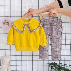 Chándal infantil para niña de primavera y otoño con camiseta y pantalón