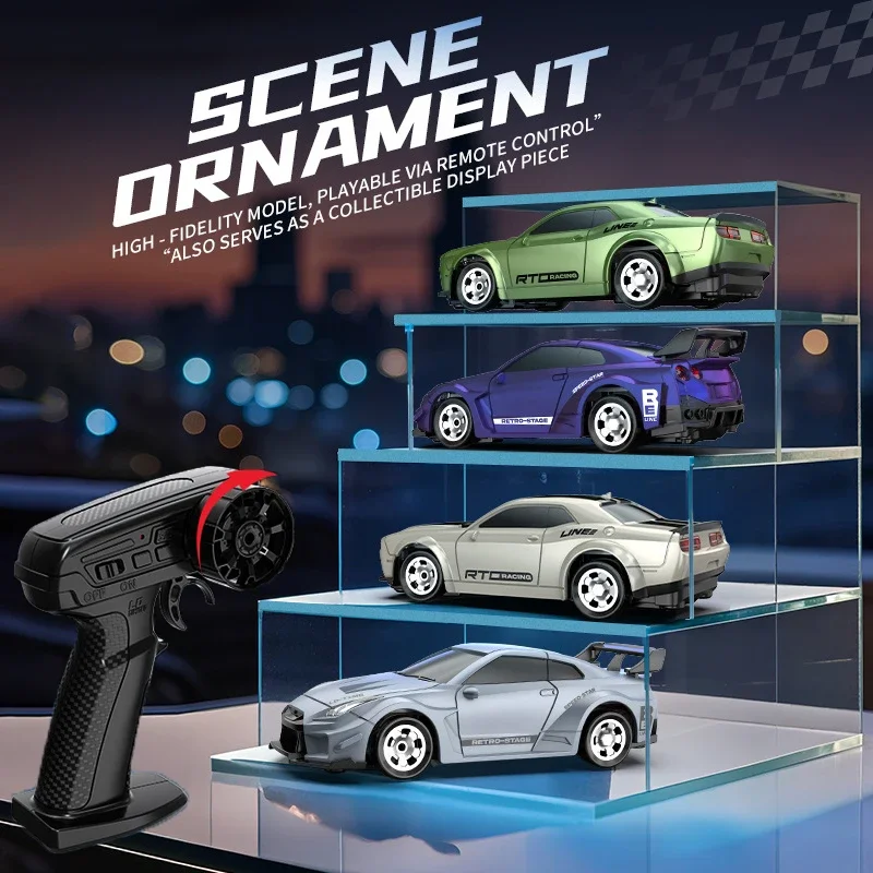 Mini coche teledirigido 1/64 de escritorio, colección de deriva de carreras a escala completa, coche deportivo con Control remoto, vehículo eléctrico 4Wd, juguete para regalos para niños