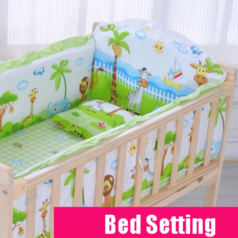 Ropa de cama de algodón para cuna de bebé con parachoques - imagen 2