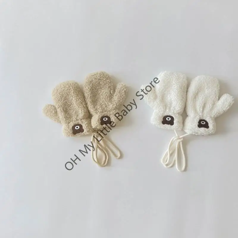 M76C encantadores guantes invierno con correa para cuello, guantes suaves sin dedos para bebés, duraderos - imagen 5