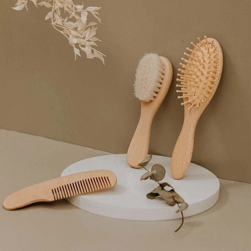 WizInfant cepillo de madera para bebé – Lana natural pura masajeador - imagen 3