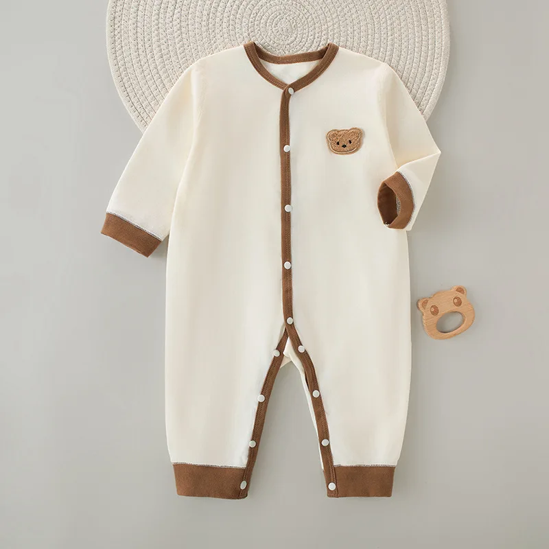 Mono para bebé recién nacido, ropa 100% de algodón para niños y niñas, mono con estampado bonito de oso, pijamas para las cuatro estaciones de 3 a 6-9-12M
