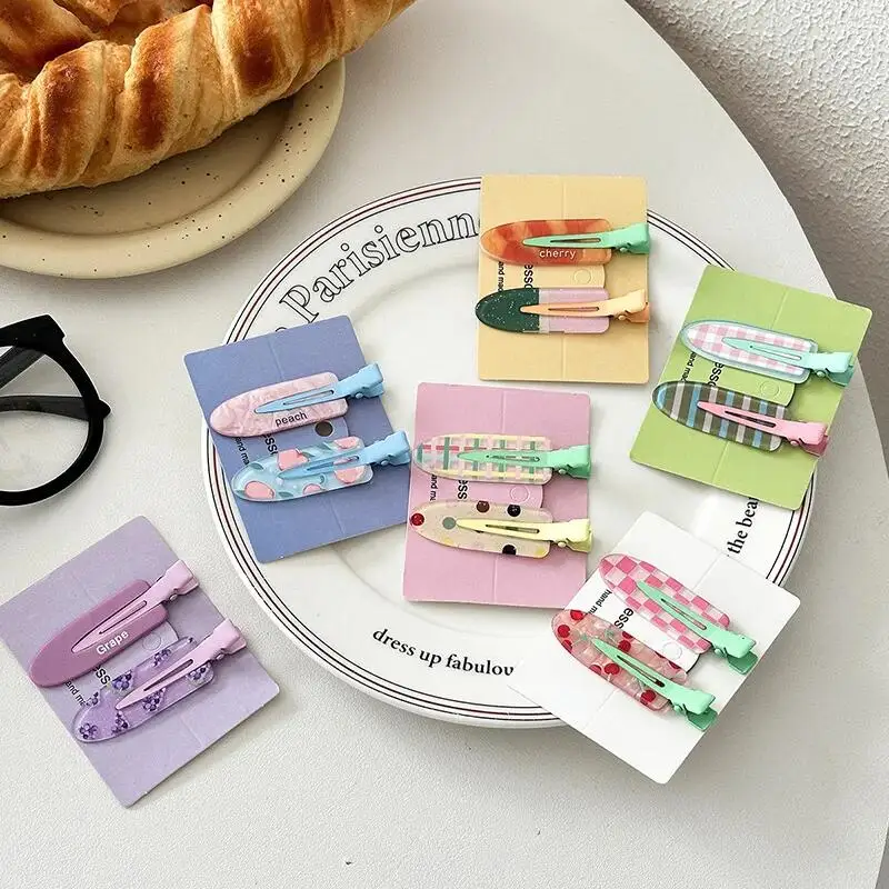 Pinza de pelo de verano para mujer, maquillaje sin rastro, flequillo, Clip LATERAL, accesorios para el cabello dulces, tocado de moda para niñas, 2 unids/set - imagen 2