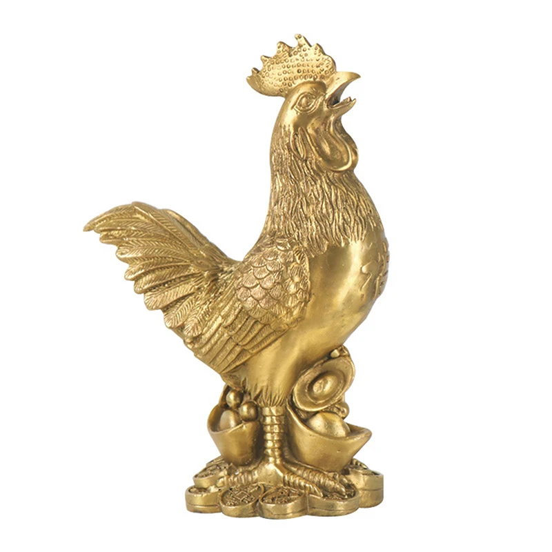 Estatuilla de gallo de latón, estatua china de la suerte Fengshui, adorno para el hogar, oficina, tienda, decoración de escritorio, artesanías hechas a mano - imagen 3
