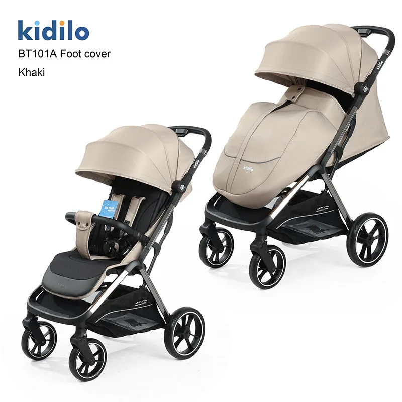 Cochecito de bebé Kidilo, cochecito para recién nacido, ligero, plegable, con cubierta para pies, vista alta