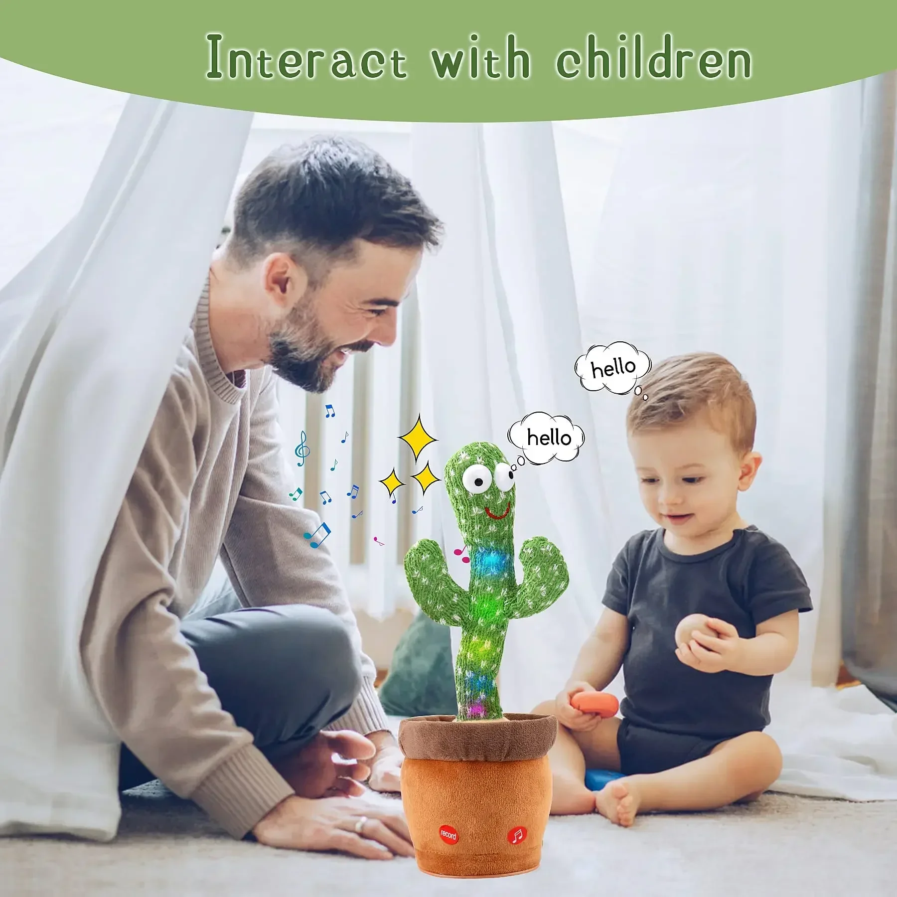 Cactus parlante recargable con cambio de voz - español e inglés - imagen 2