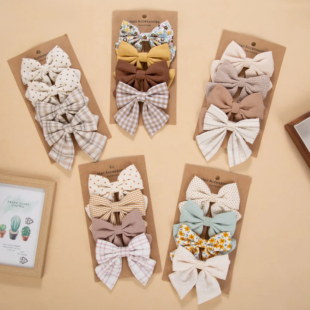 Lazos para niñas en lino y algodón - flores y lunares - imagen 5